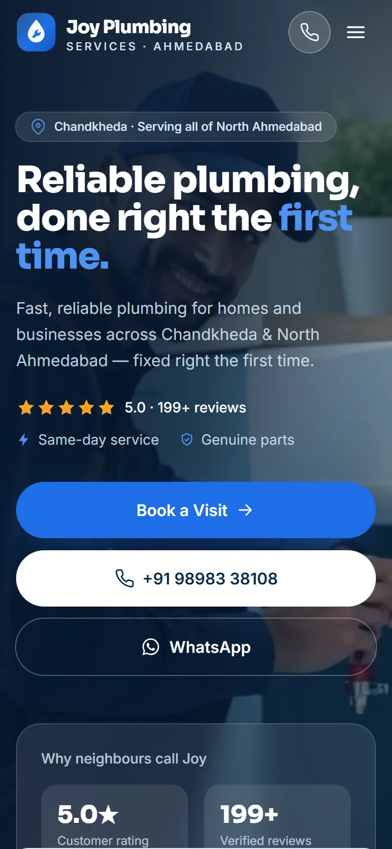 Joy Plumbing app screenshot